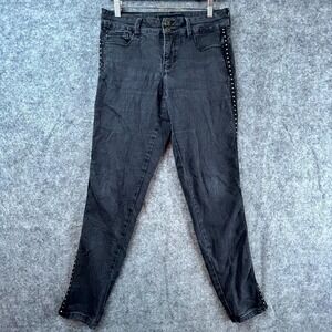 Thorn Jeans Women 8 Black Stretch Denim Studded Curvy Fit Skinny Rocker Punk Y2K